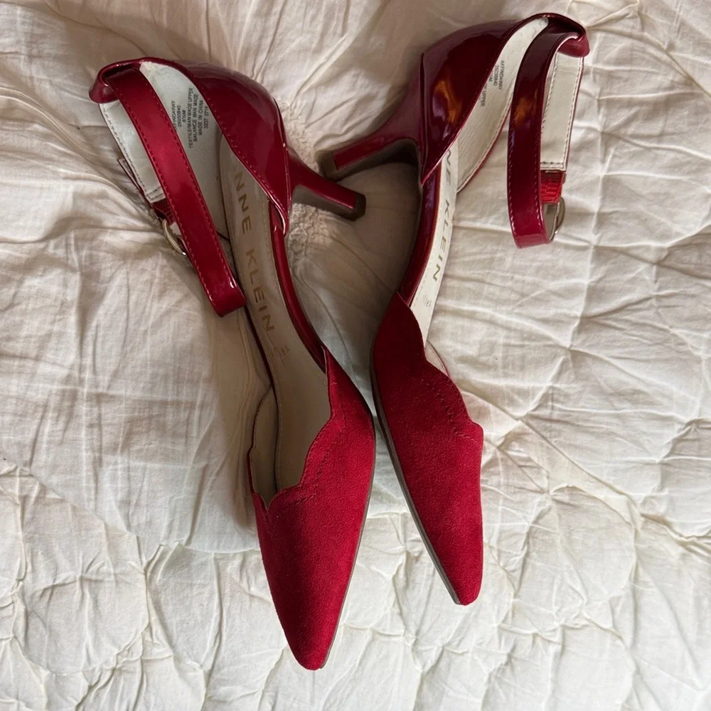 Anne Klein Red kitten Heeled Sandals - Picture 2 of 7